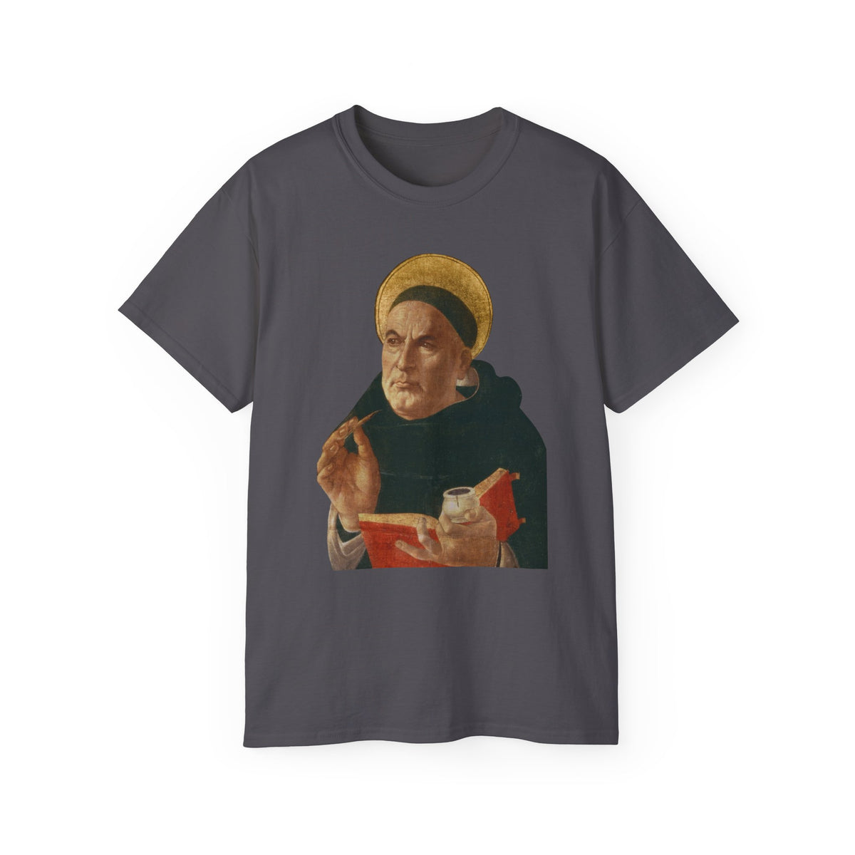 Unisex Graphic Tee, Saint Thomas Aquinas (Pelican in her Piety) Adoro Te Devote Quote