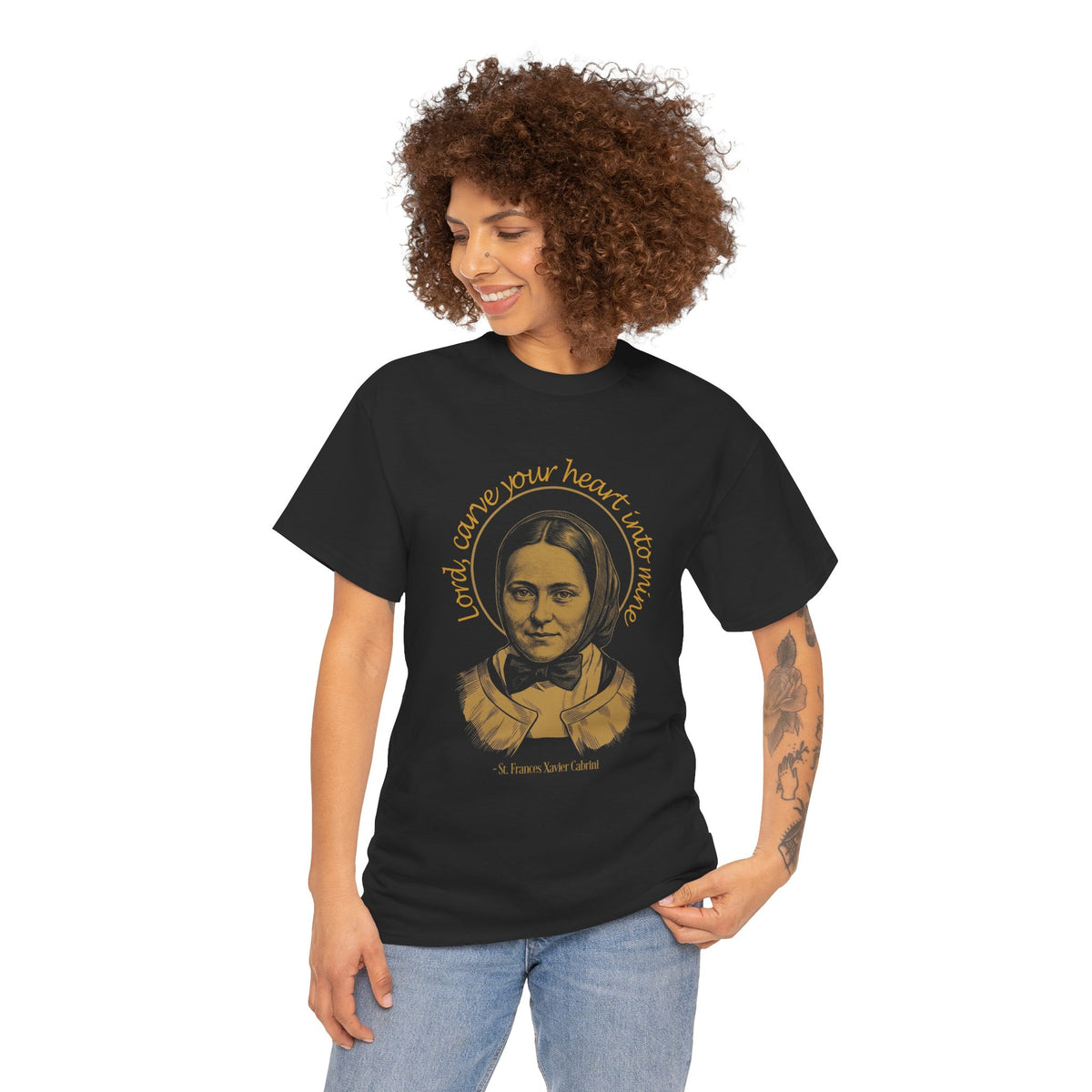 St. Frances Xavier Cabrini 'Carve Your Heart into Mine' Inspirational Catholic Tee