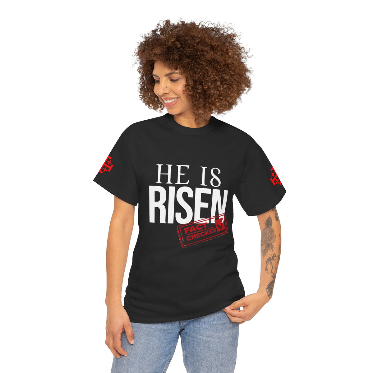 HE IS RISEN (Fact Checked) Unisex Heavy Cotton Tee