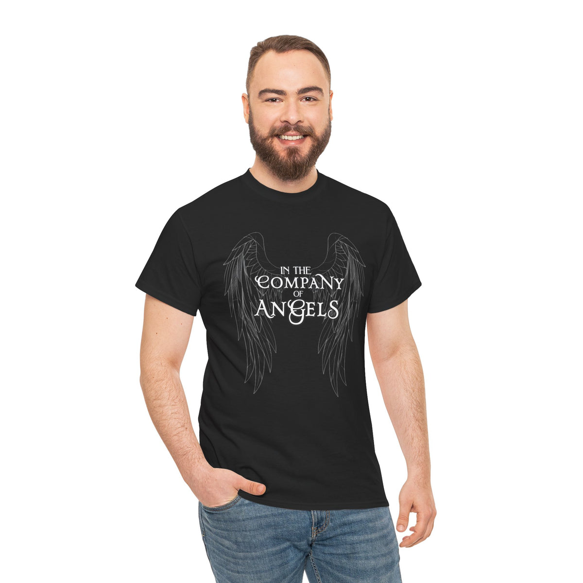In the Company of Angels T‑Shirt — St. Michael Prayer Wing Graphic Tee