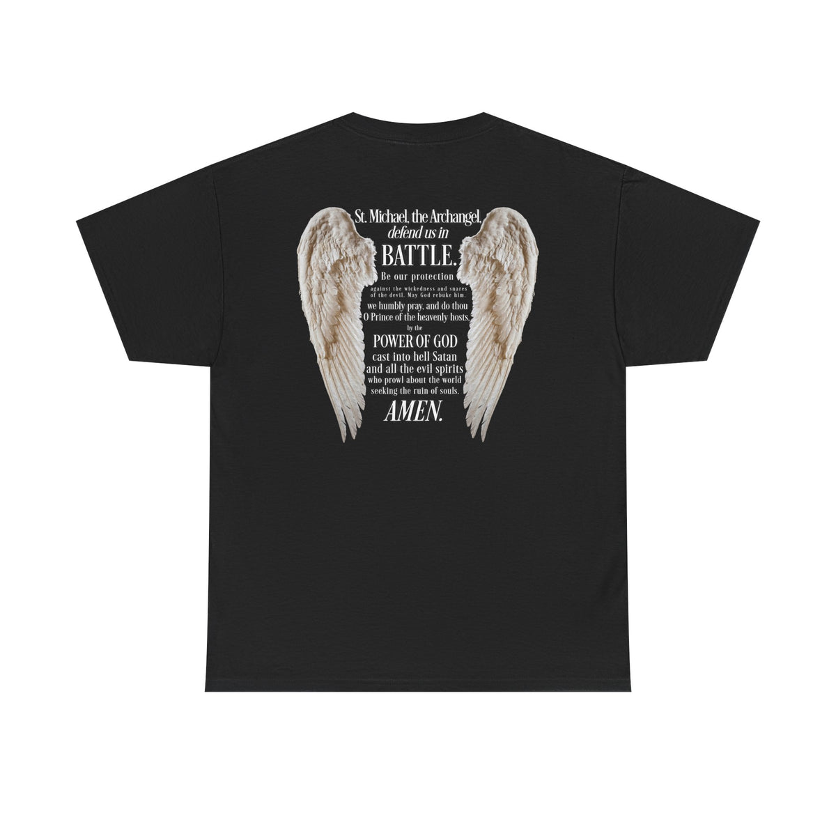 In the Company of Angels T‑Shirt — St. Michael Prayer Wing Graphic Tee
